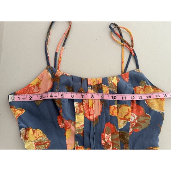 Anthropologie Maeve Floral Dress Size 4 Blue Silk Cotton Blend Open Back New - Picture 4 of 16
